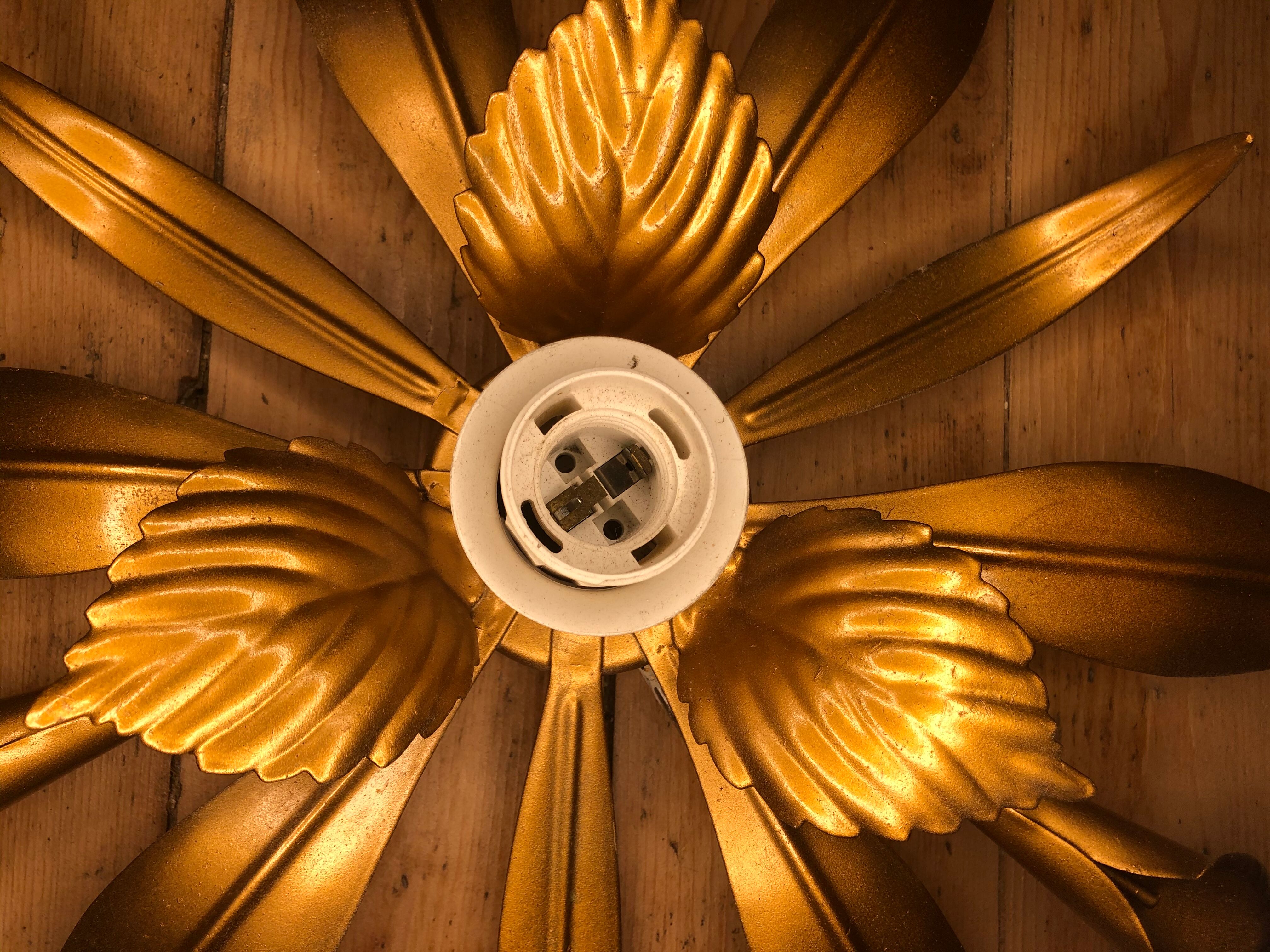 Vintage gold metal flower wall light