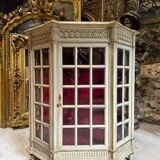 Napoleon III Period Display Cabinet in Painted Wood with Beveled Tiles in Louis XVI Style