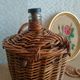Small canister demijohn in glass circled with wicker - vintage