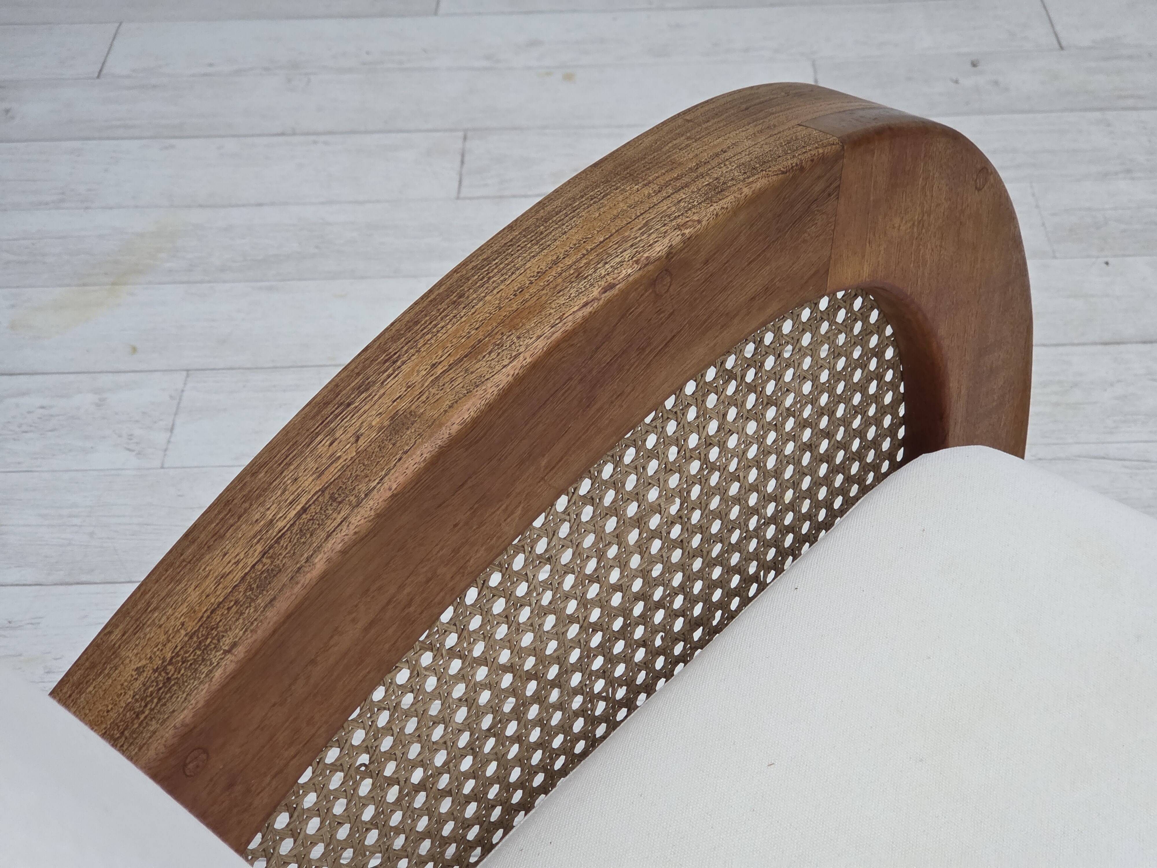 1970s, Danish 2-seater sofa by Klaus Wettergren, cotton fabric, teak wood.