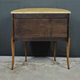 Small demi-lune jump commode in marquetry, transitional style between Louis XV and Louis XVI – early 20th century.