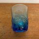 Set of 6 blue molded glass juice glasses with vintage leaf design