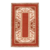1970's Vintage Turkish Milas Handmade Wool Cotton Orange Area Rug 88x136