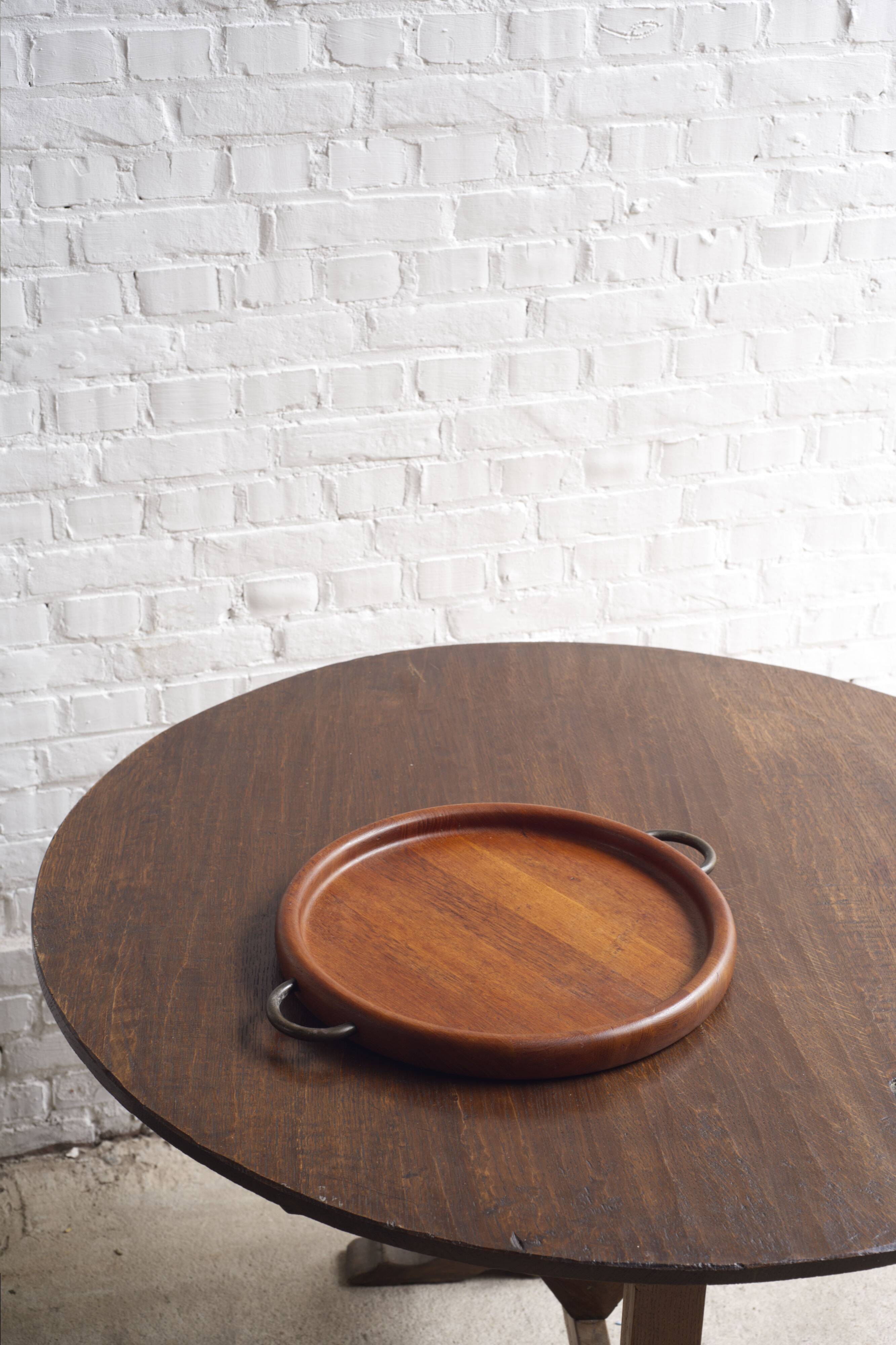 Teak tray with metal handles, Digsmed Denmark, 1960's