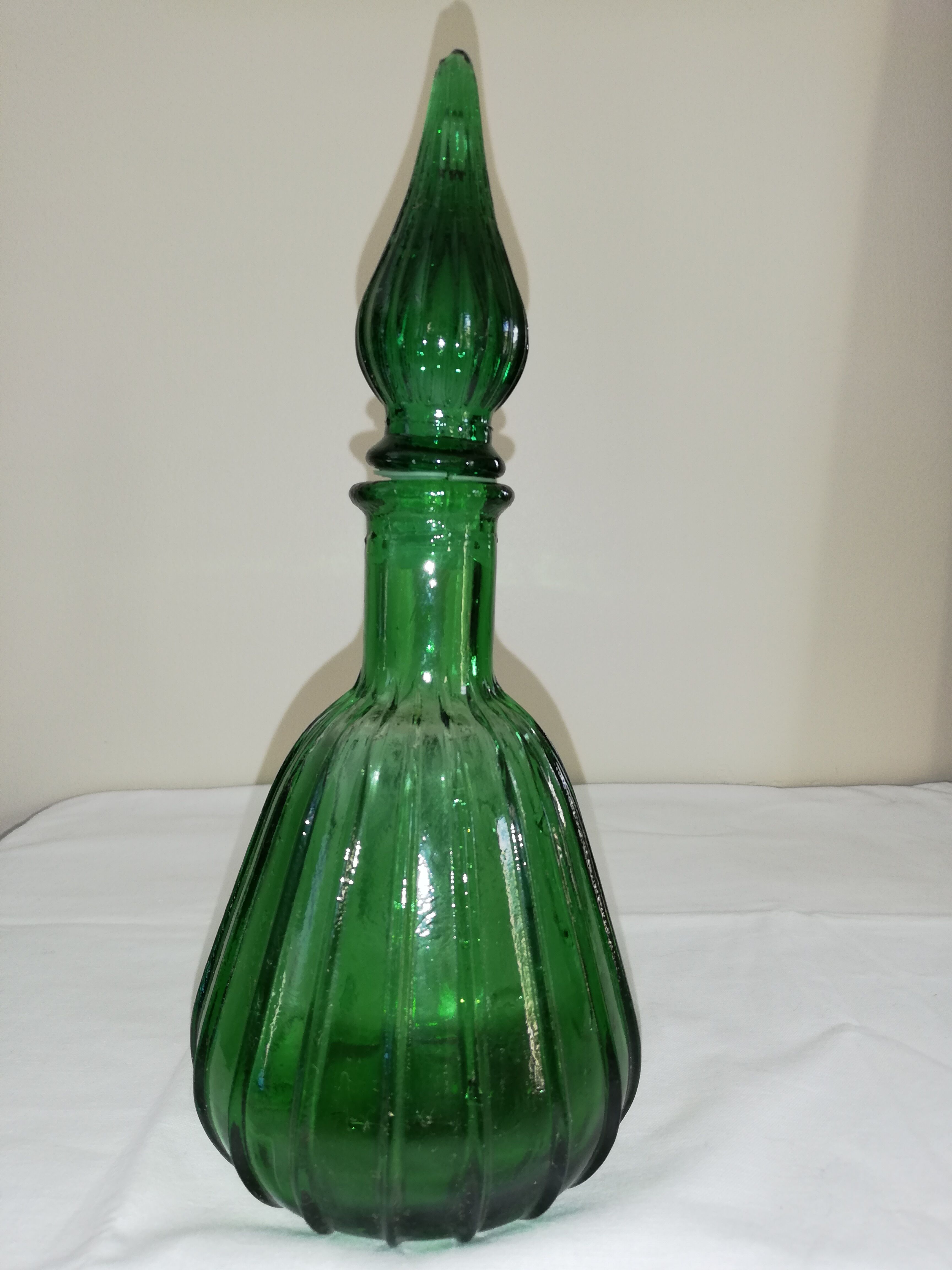 Pair of italian green bottles