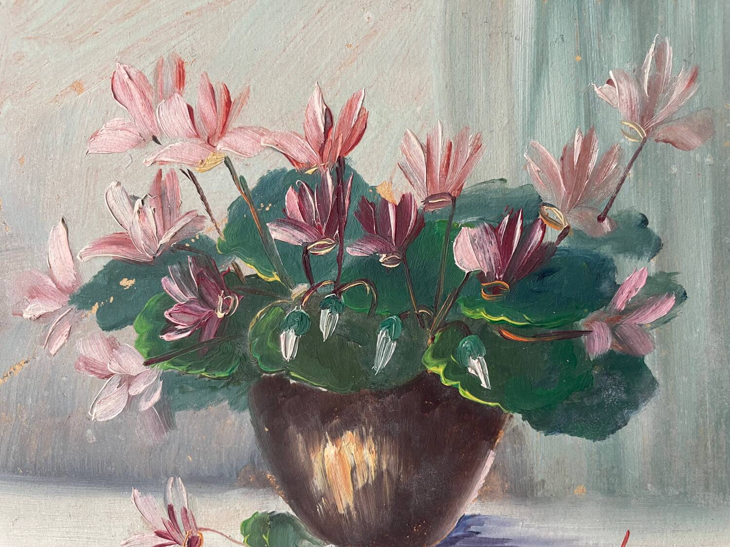 Pair of small paintings, bouquet of flowers