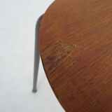 Teak and metal Arne Jacobsen inspired tripod stool, Denmark 1960's