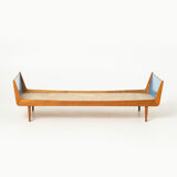 Mid-century daybed in oak and blue formica, Czechoslovakia, 1960s