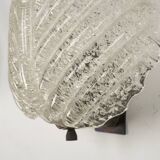 Pair of wall lamps by Ercole Barovier in Rugiadoso Murano glass, Italy 1950