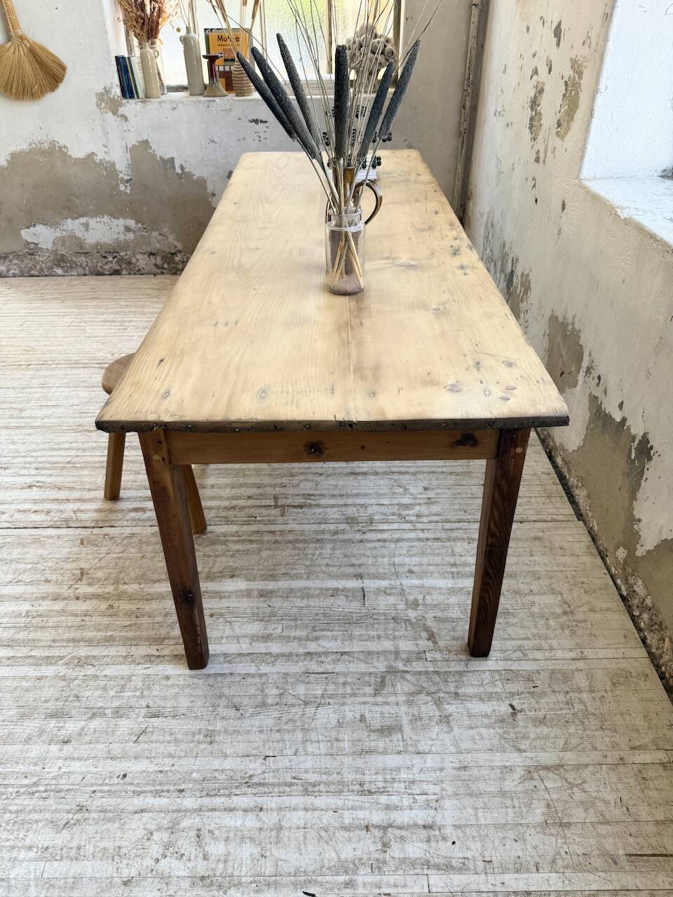 1950s pine farmhouse table 220cm