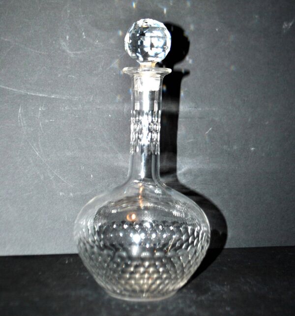 Carafe à liqueur ancienne en cristal taillé écaille Baccarat H18cm 1900