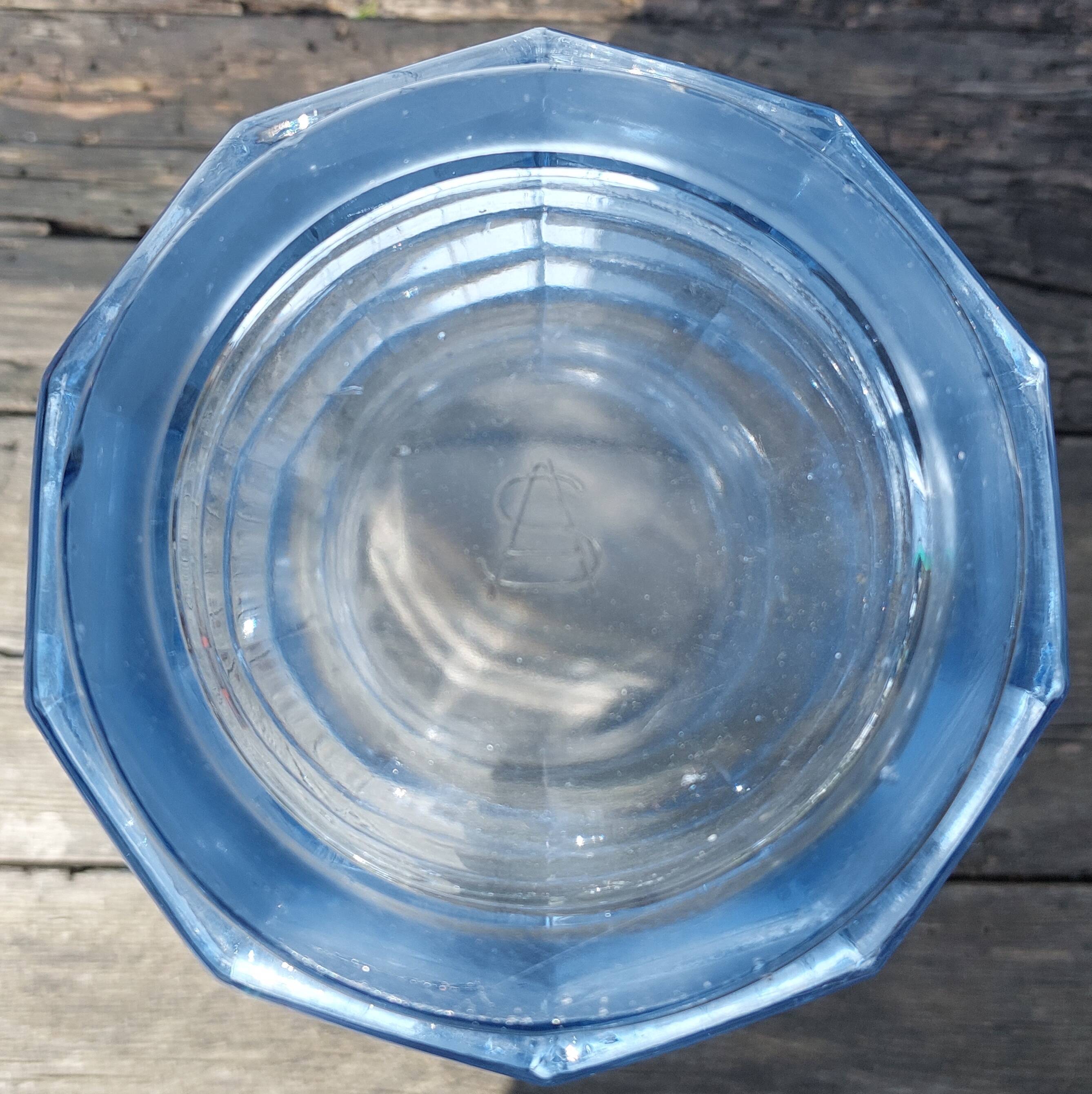 Blue transparent glass vase