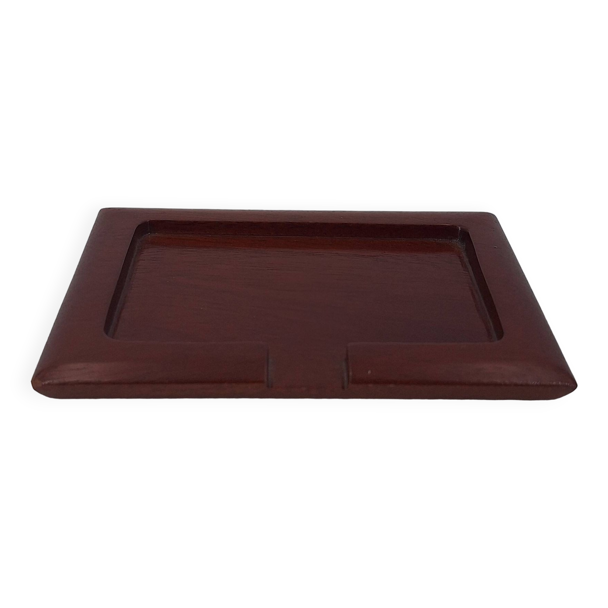 Small card holder tray in hollowed solid mahogany circa 1960 (dlg Noll) C in Paris