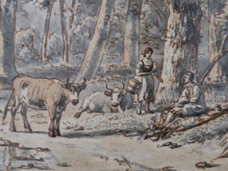 Jacobus Theodorus Abels (1803-1866) - Brown ink drawing on paper