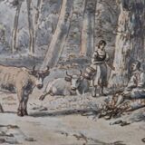 Jacobus Theodorus Abels (1803-1866) - Brown ink drawing on paper