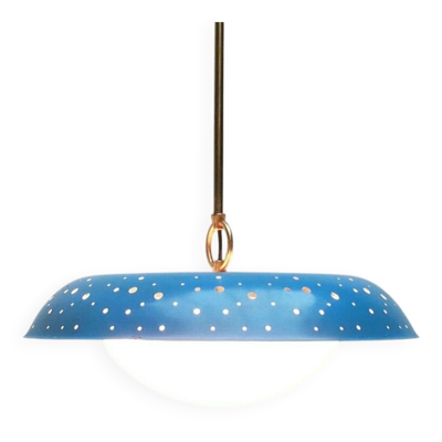 Lampe suspension en métal perforé de style milieu du siècle attribuée à Ernest Igl pour Hillebrand Leuchten, années 1960