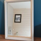Baroque mirror patinated beige wood frame
