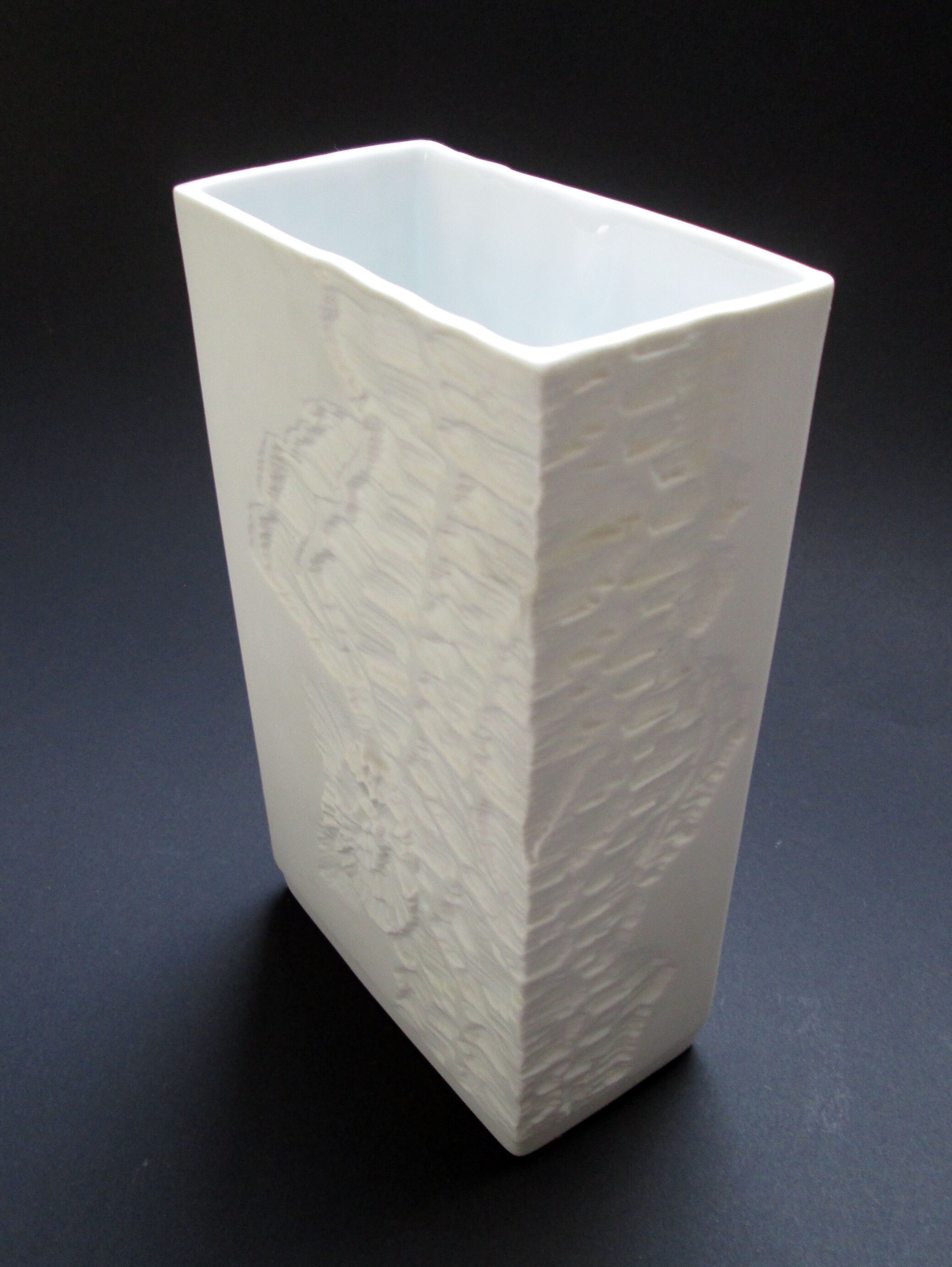 Kaiser bisquit porcelain fossil vase, Modernist 1970s West Germany.