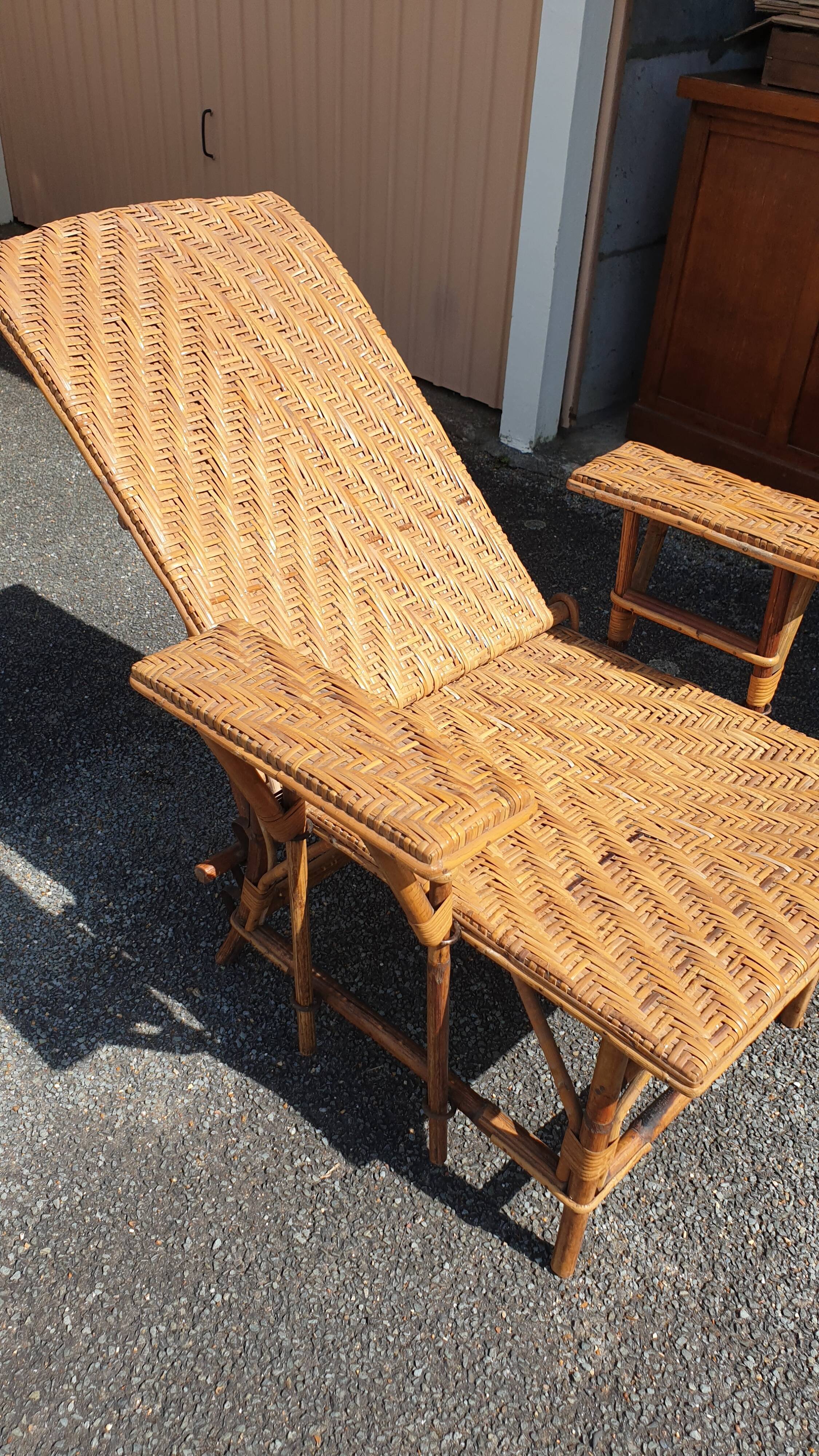 Rattan garden deckchair half XXth