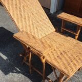 Rattan garden deckchair half XXth