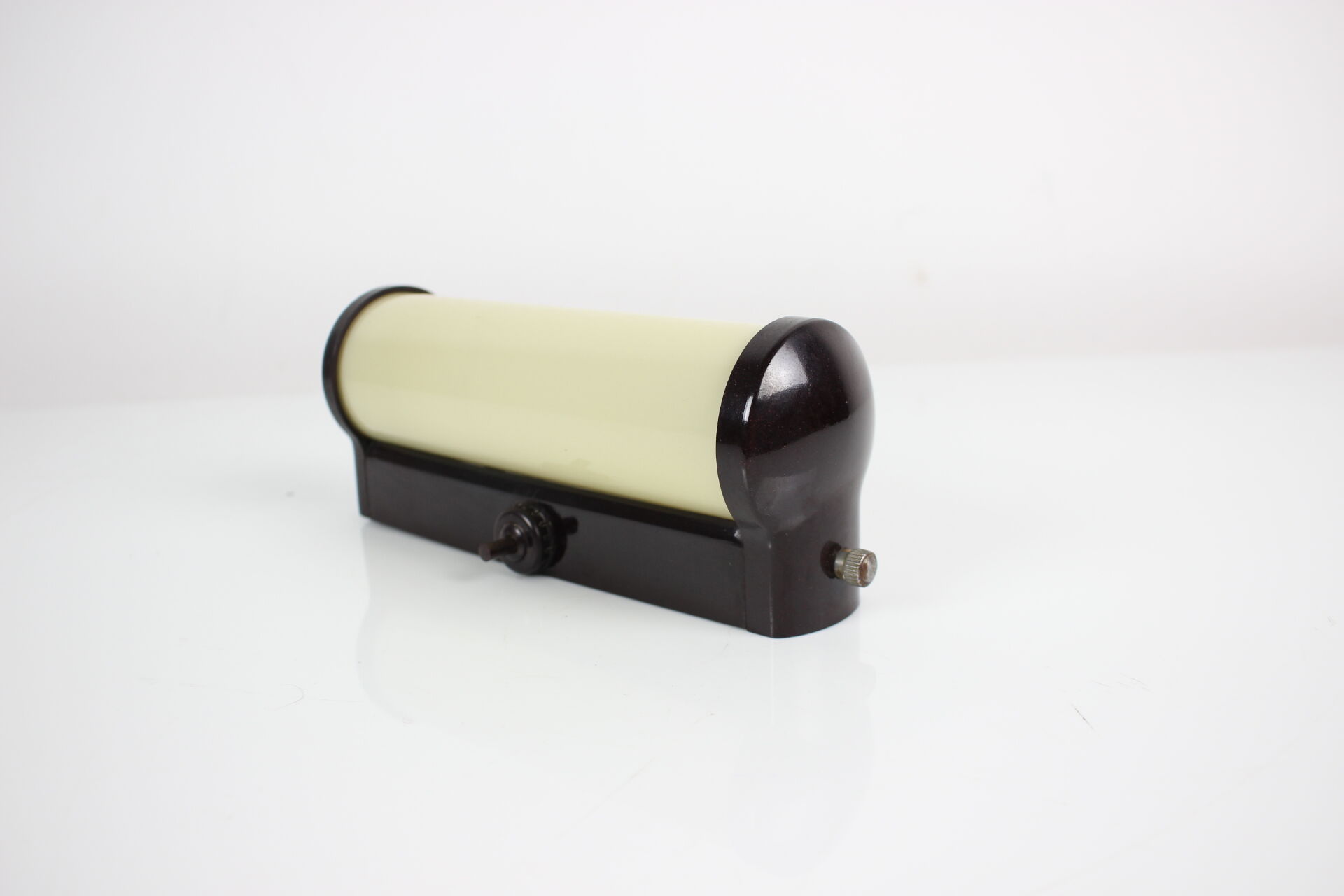 Art Deco Bakelite and Glass Wall Lamp, Czechoslovakia, 1930s