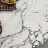 60s marble table with chrome cross base