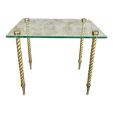 End of sofa, glass and twisted legs in gilded metal