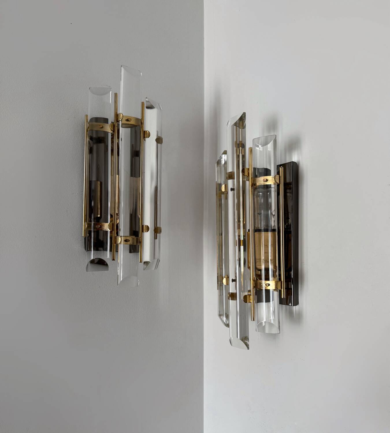 Crystal baguette wall lights from the 80s