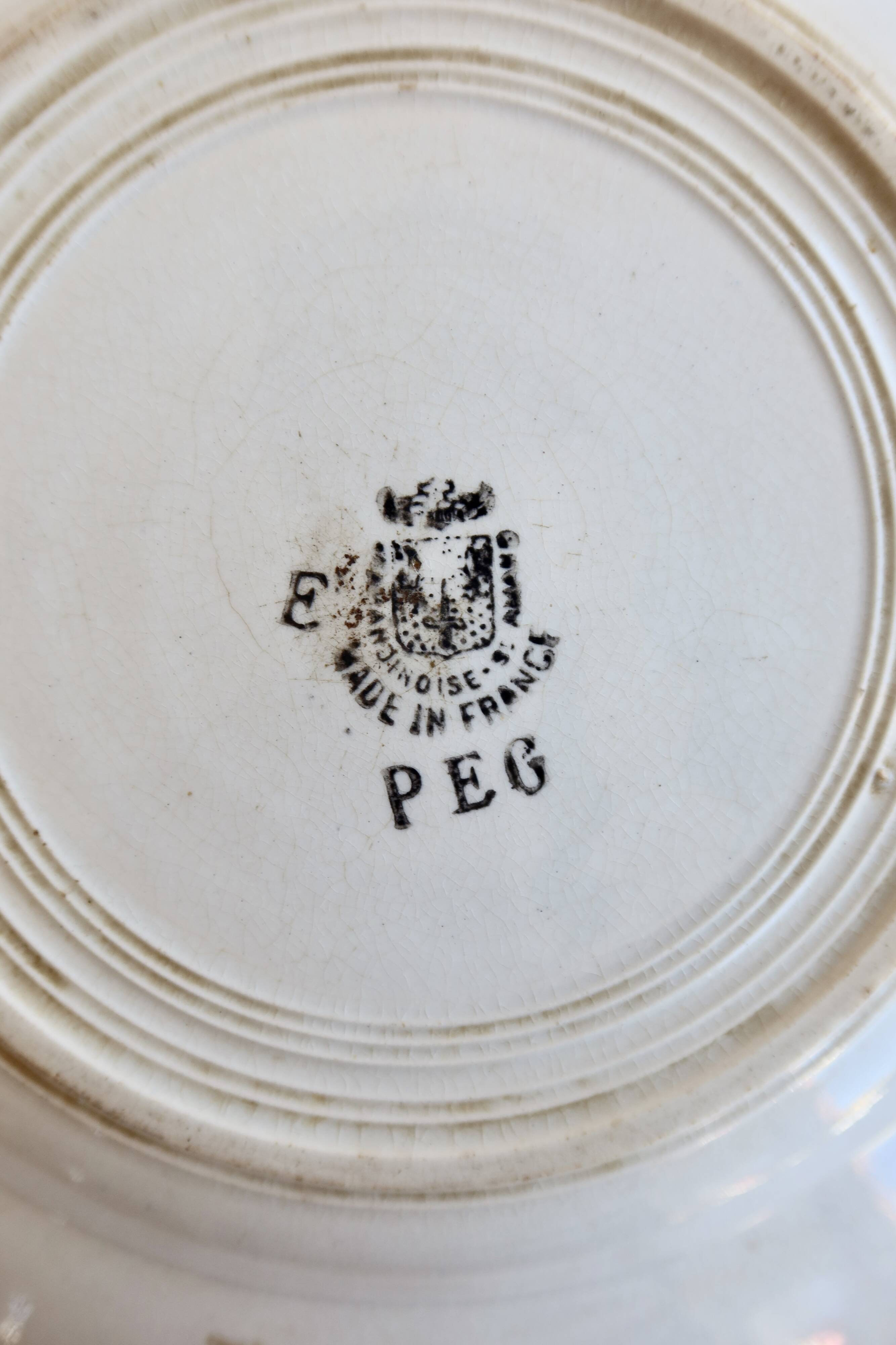 Vintage ironstone plate saint amandinoise saint amand model peg