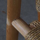 Set of 6 French Mid Century Naturalist Woven Highback Chairs in Solid Elm, 1960s