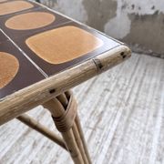 1950s rattan table with ceramic top