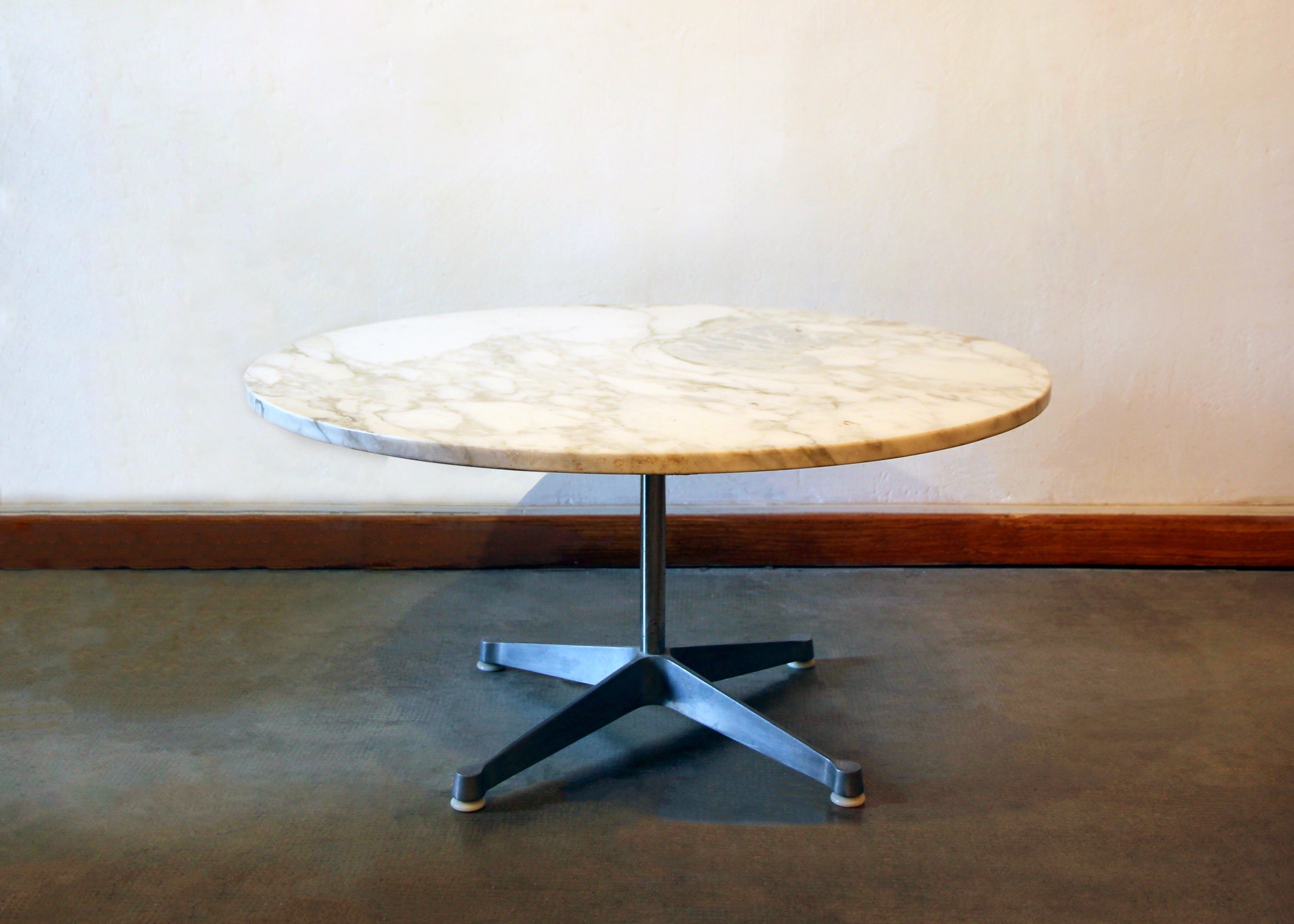 Round coffee table with marble top