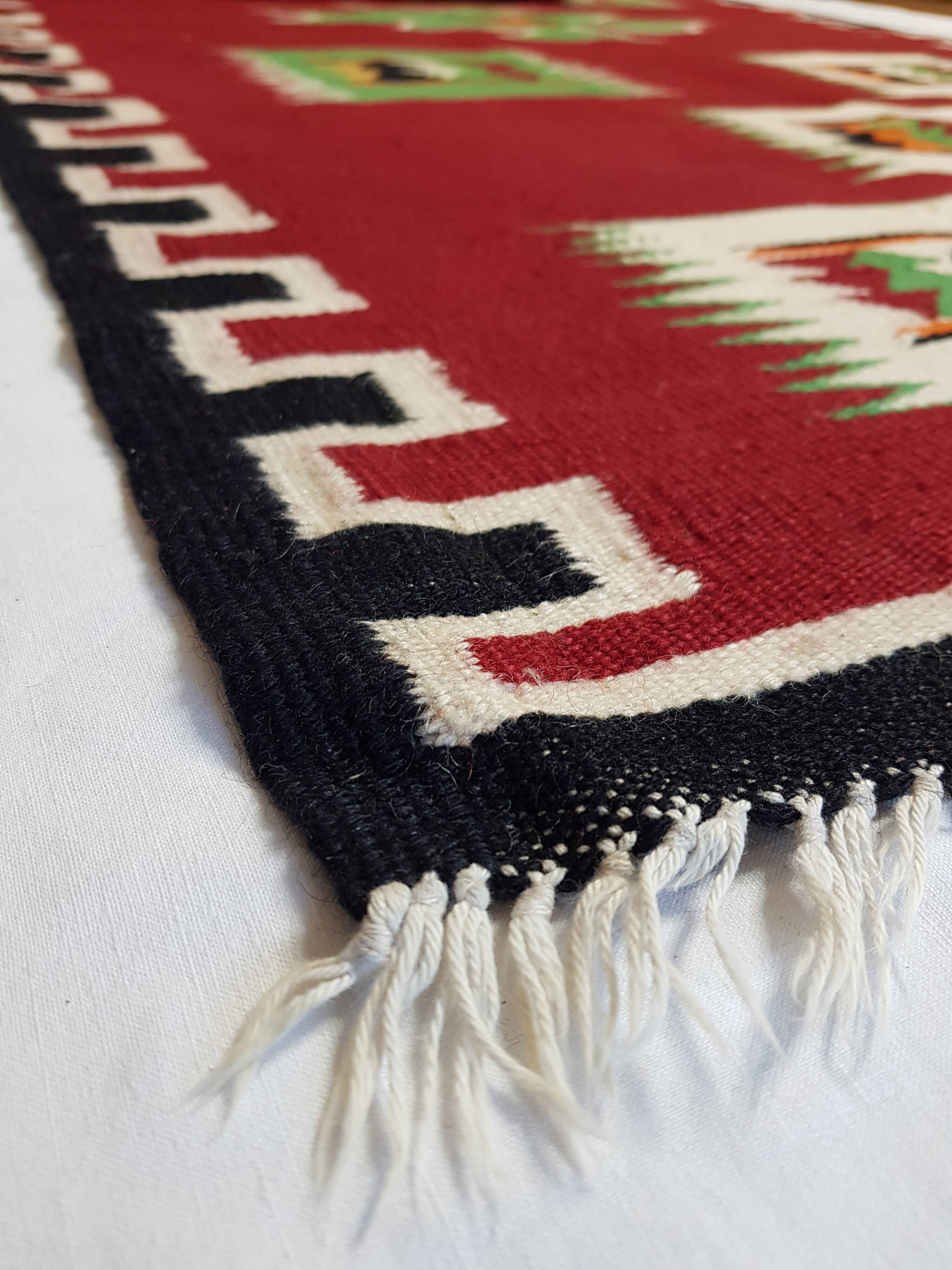 175x100 hand-woven red wool Kilim carpet