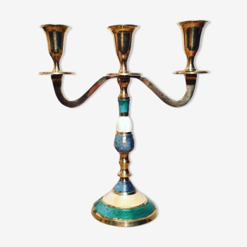 Three-spoke brass chandelier