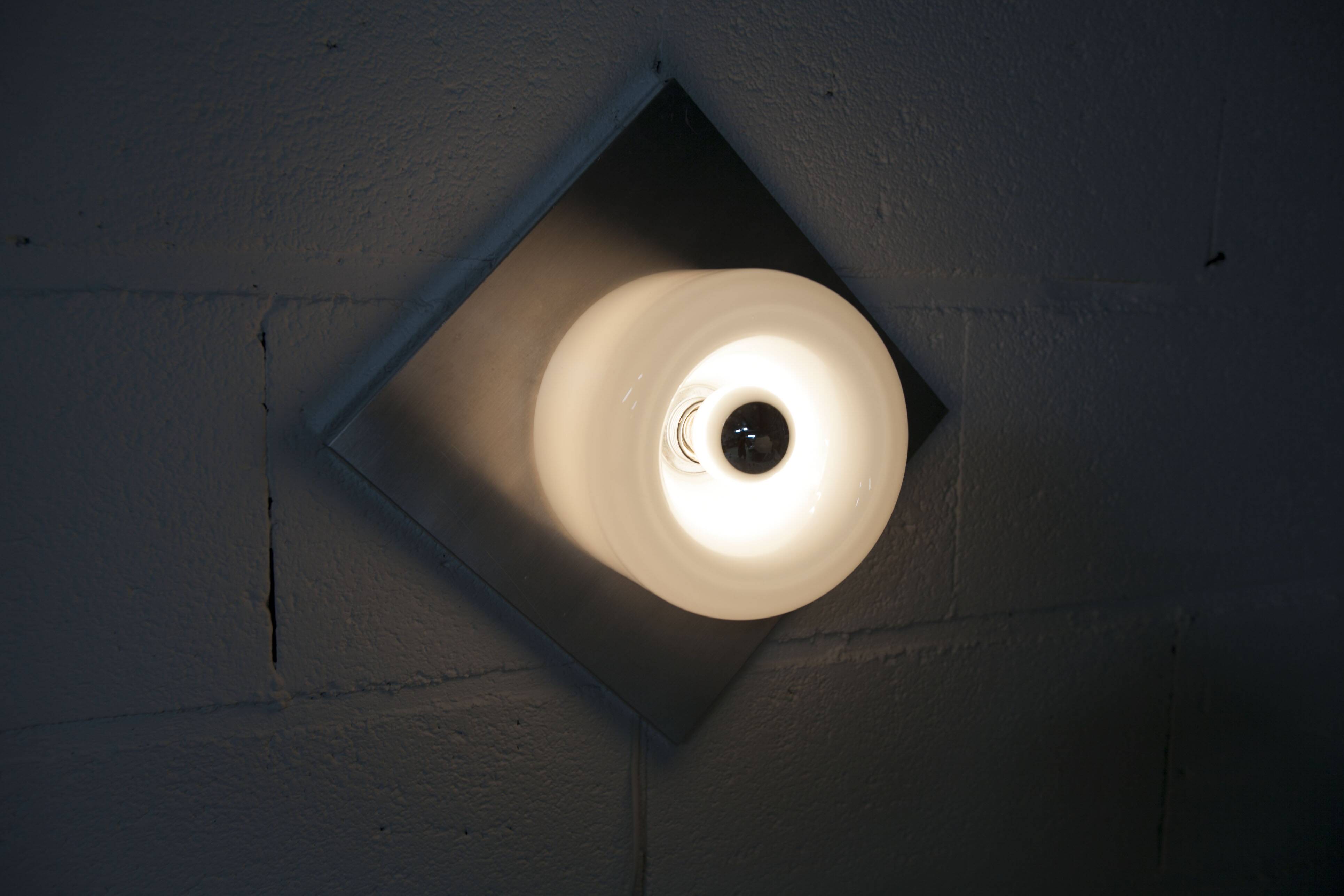 Ceiling light Doria Leuchten 1960, Germany, Alu Opaline + bulb