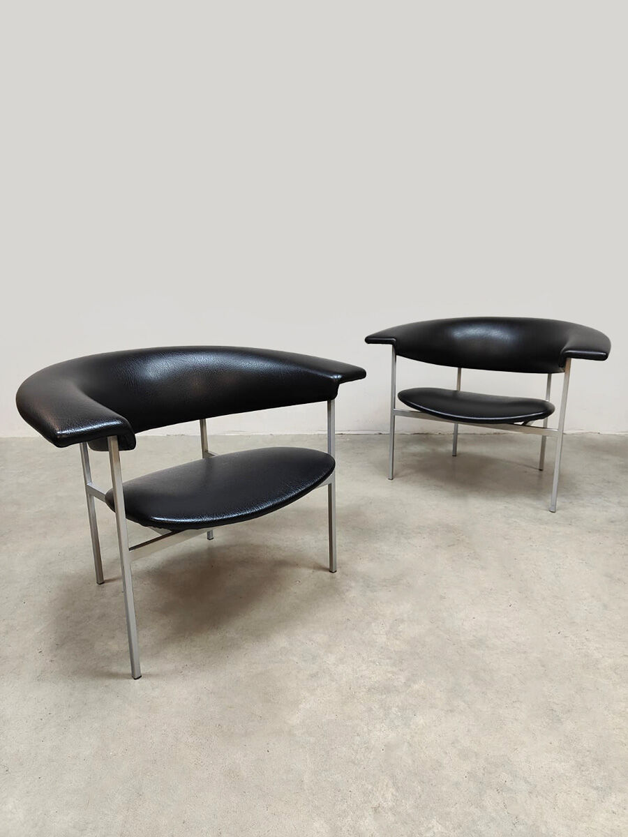 Dutch vintage design Meander Gamma lounge chairs Rudolf Wolf, Gaasbeek & Van Tiel