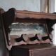 Solid wood coat rack with wall mirror, heart-shaped coat hooks