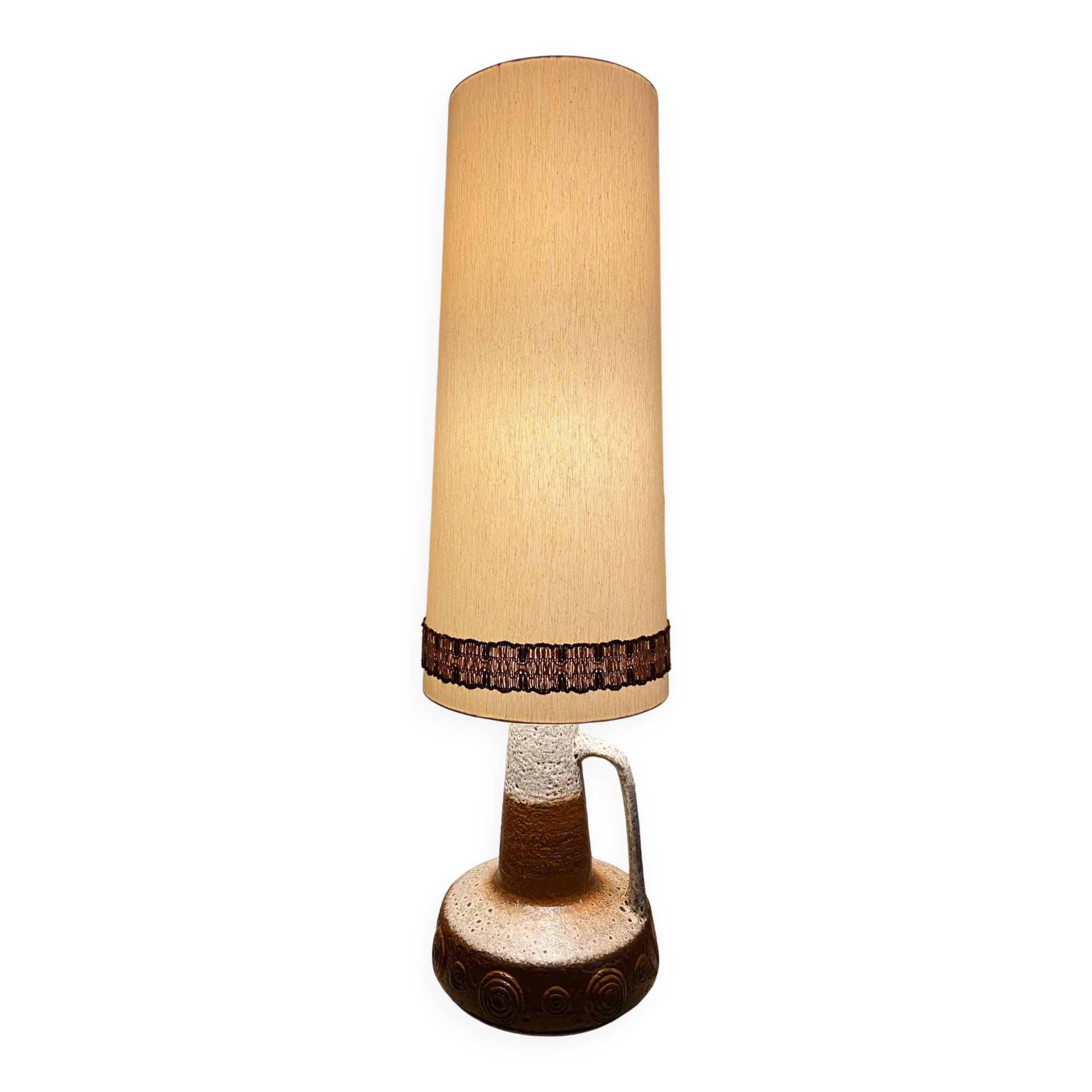 XL floor lamp by Hustadt Leuchten, studio ceramic, 1970s, mid-century, vintage, brutalist, fat lava