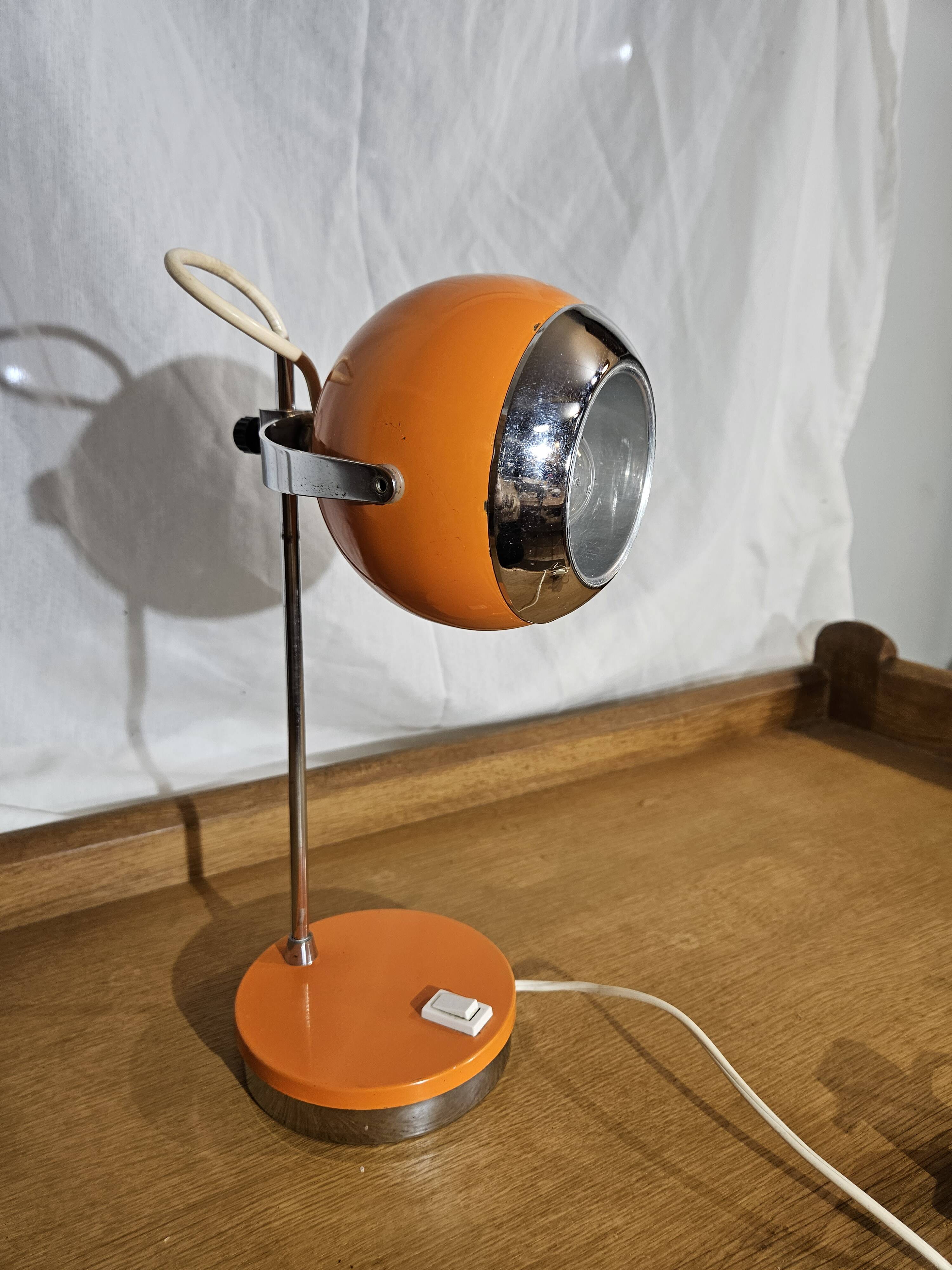 1970 Eyeball orange and chrome desk lamp