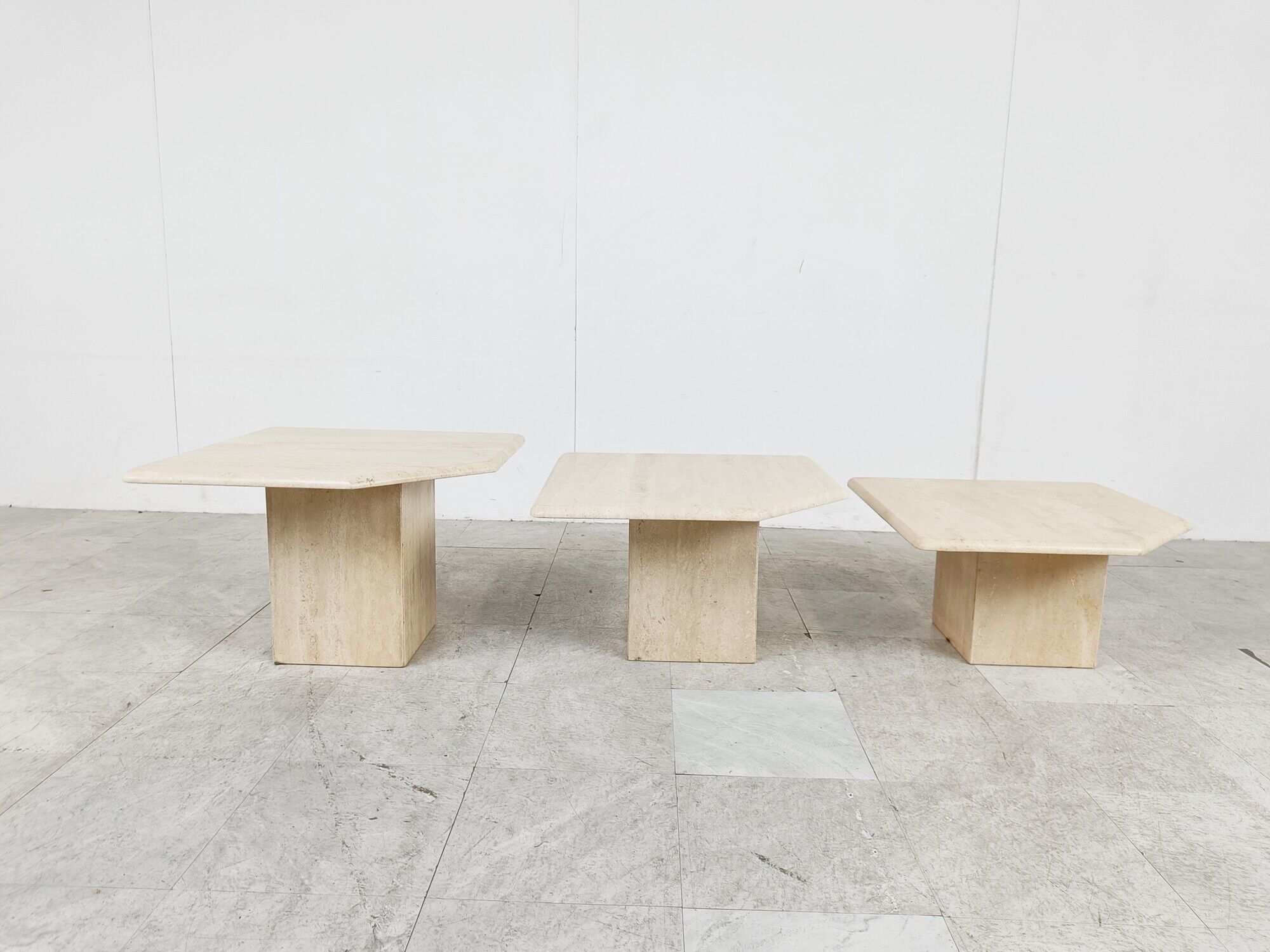 Vintage travertine nesting tables or side tables, 1970s