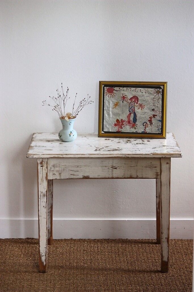 Shabby white side table