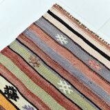 Tapis bohème multicolor en laine, charme artisanal d’Anatolie, 138x226Cm