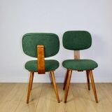 Vintage chair with green boucle backrest like Skoczek - set of 2 chairs