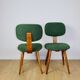 Vintage chair with green boucle backrest like Skoczek - set of 2 chairs