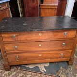 Chest of drawers flat columns cherry blond marble top period Restoration