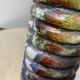 Raku ceramic tubular vase