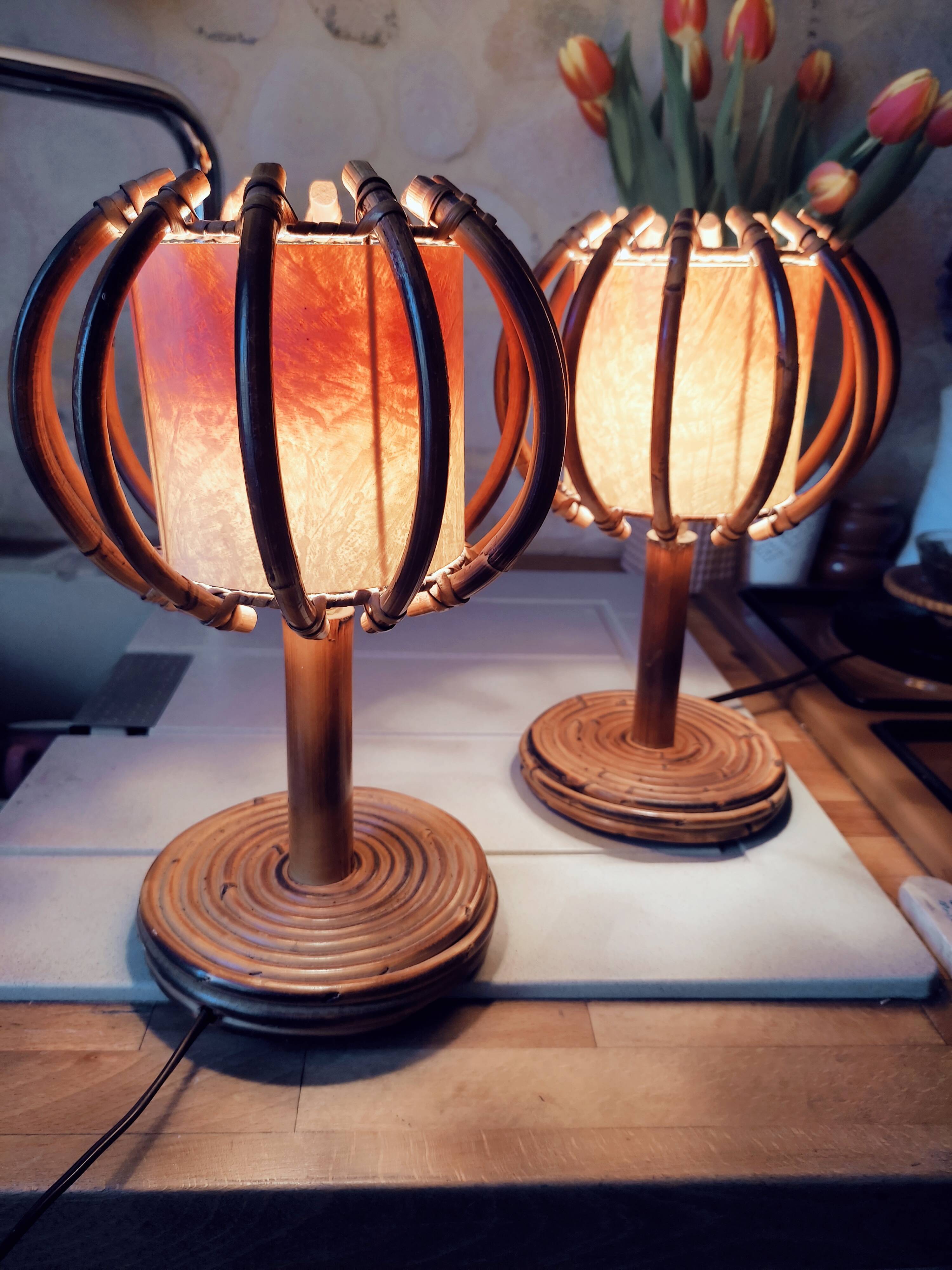 Lampes de chevet en rotin