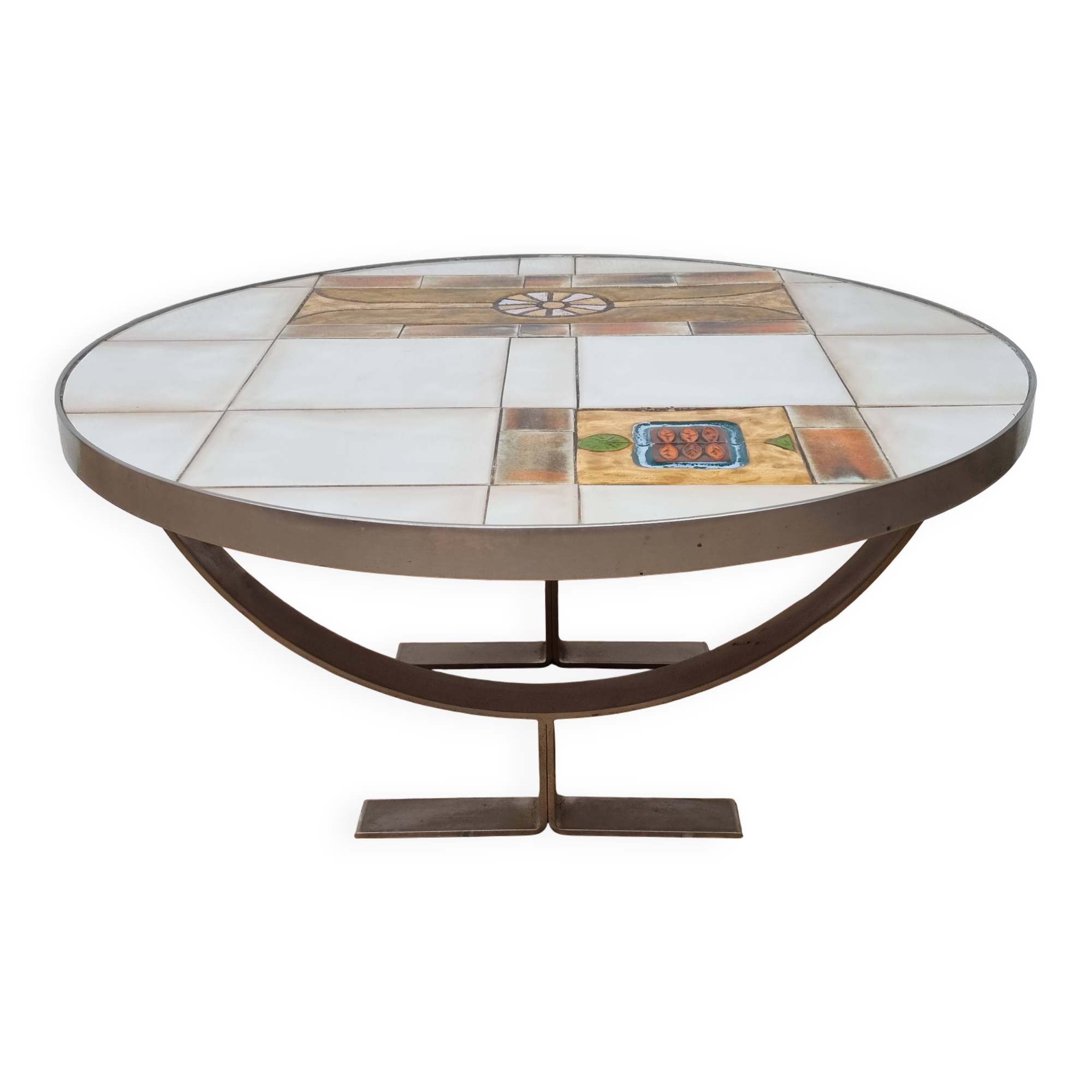 Jean Gregorieff Roche Bobois coffee table from the 70s, ceramic, 77 cm