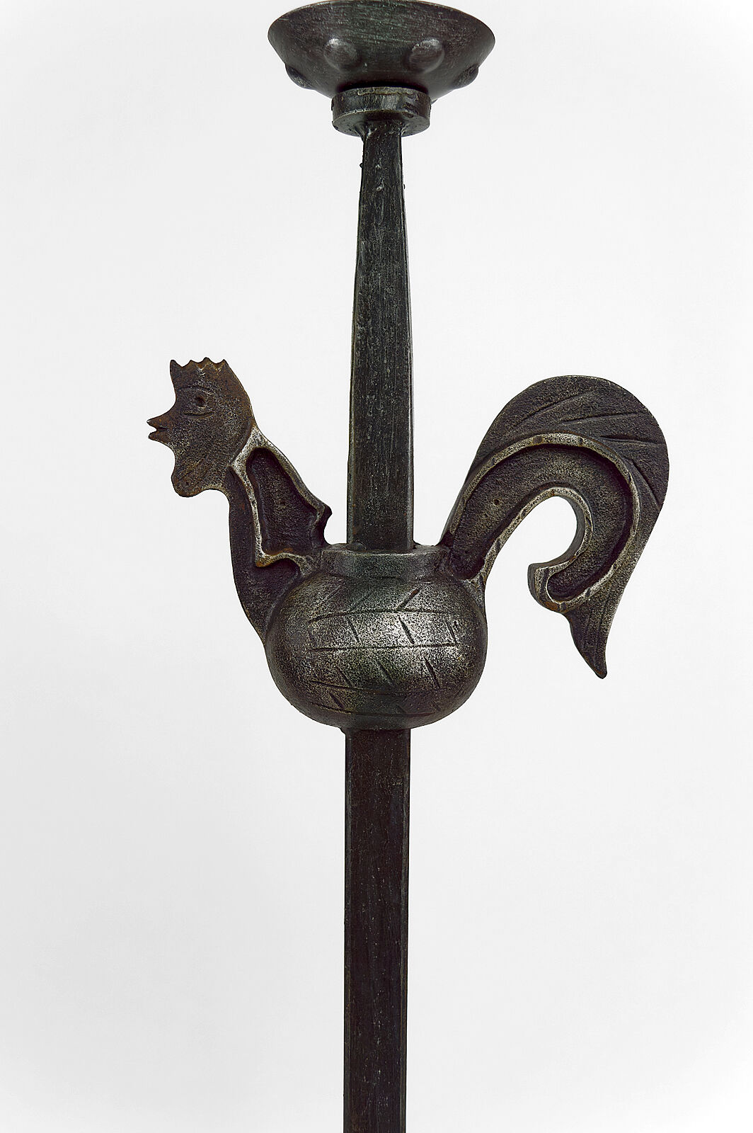 Floor lamp with wrought iron rooster by Jean Touret for the Ateliers Marolles, circa 1950