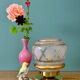 Vintage Art Deco pink and gold glass globe table lamp